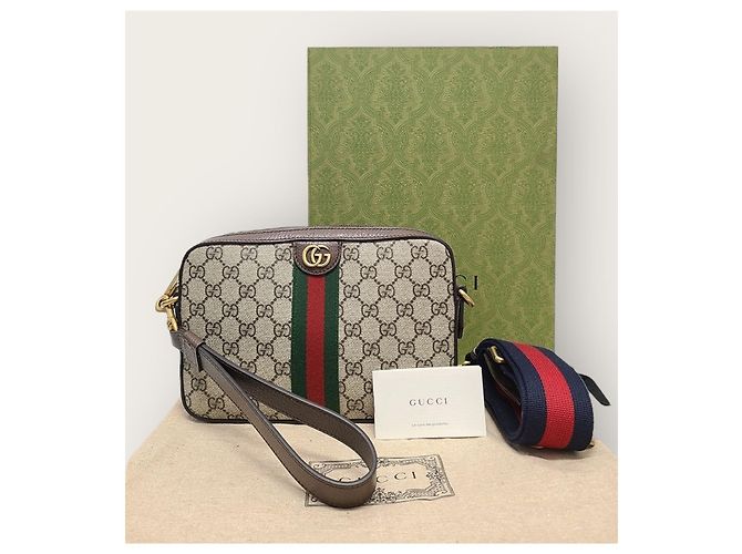 Gucci Borsa a tracolla GG Supreme Ophidia beige Marrone - vista 8