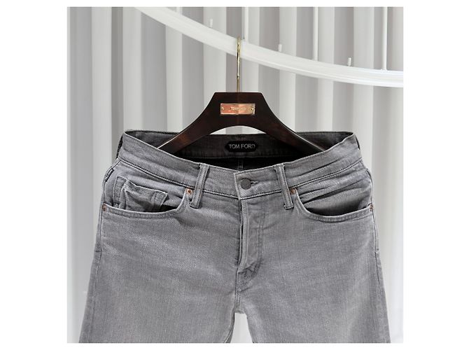 Tom Ford Suede Patch Slim Fit Denim Pants Brown - view 3