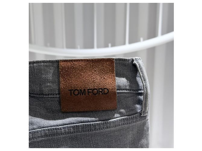 Tom Ford Suede Patch Slim Fit Denim Pants Brown - view 5
