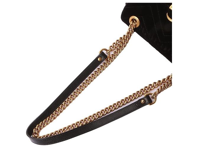 Gucci Mini borsa a tracolla GG Marmont in velluto Nero - vista 3