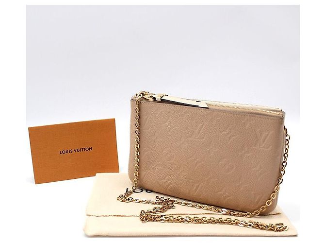 Louis Vuitton Borsa Crossbody Pochette Double Zip Chain Monogram Empreinte Marrone - vista 2