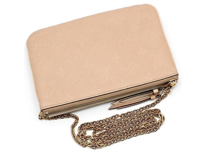 Louis Vuitton Borsa Crossbody Pochette Double Zip Chain Monogram Empreinte Marrone - vista 3