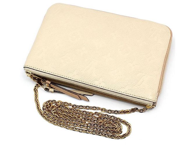 Louis Vuitton Borsa Crossbody Pochette Double Zip Chain Monogram Empreinte Marrone - vista 4