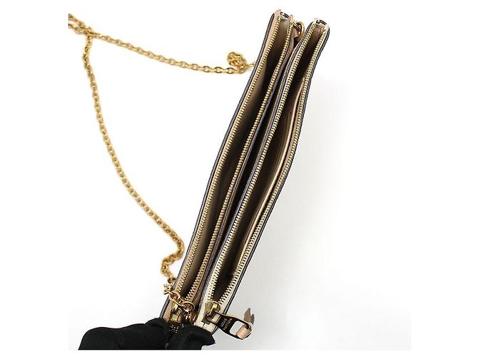 Louis Vuitton Borsa Crossbody Pochette Double Zip Chain Monogram Empreinte Marrone - vista 6