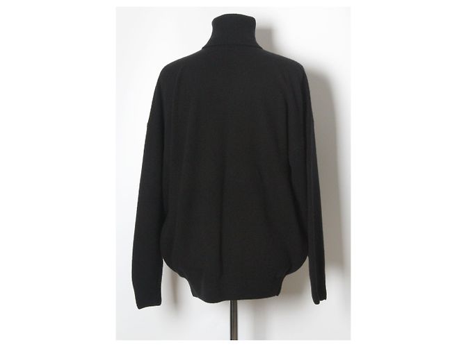 Balenciaga Strickpullover mit Rollkragen aus Kaschmir und besticktem Logo Schwarz - Ansicht 2