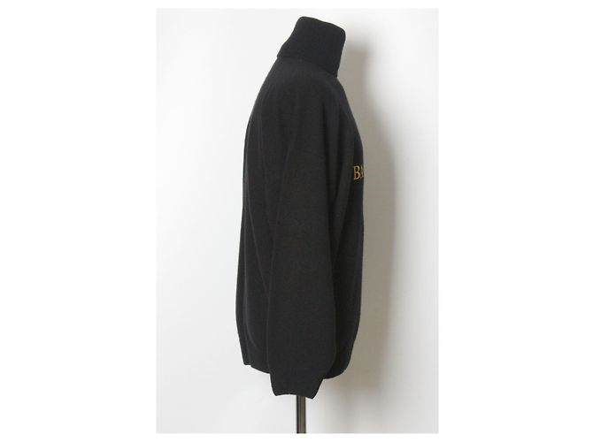 Balenciaga Strickpullover mit Rollkragen aus Kaschmir und besticktem Logo Schwarz - Ansicht 4