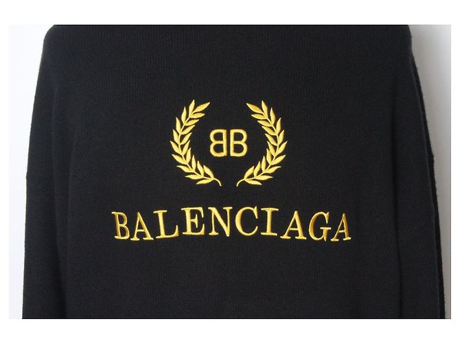 Balenciaga Strickpullover mit Rollkragen aus Kaschmir und besticktem Logo Schwarz - Ansicht 5