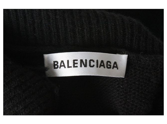 Balenciaga Strickpullover mit Rollkragen aus Kaschmir und besticktem Logo Schwarz - Ansicht 6