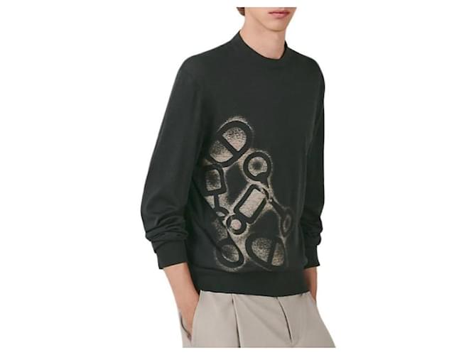 Hermès Aero Loop Links Rundhalspullover für Herren aus Strick Schwarz - Ansicht 3