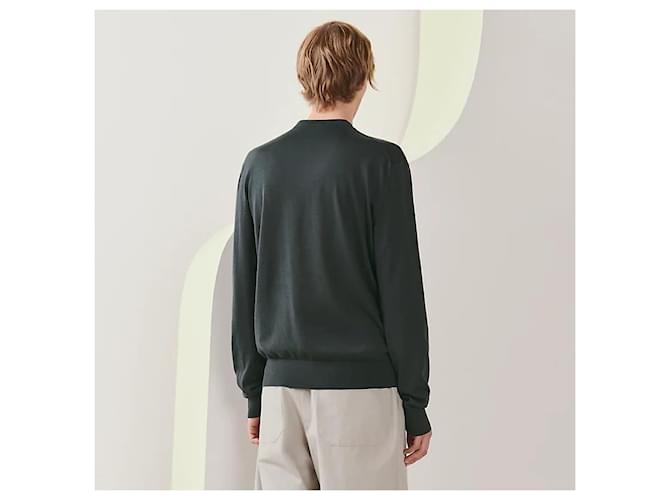 Hermès Aero Loop Links Rundhalspullover für Herren aus Strick Schwarz - Ansicht 4