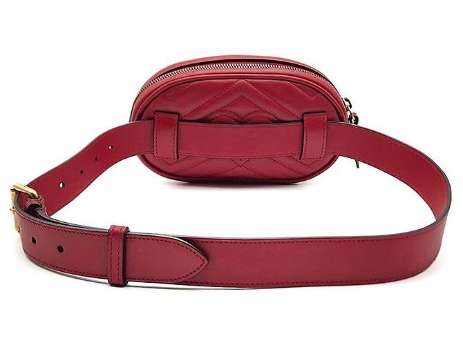 Gucci GG Marmont Matelassé Gürteltasche Rot - Ansicht 3