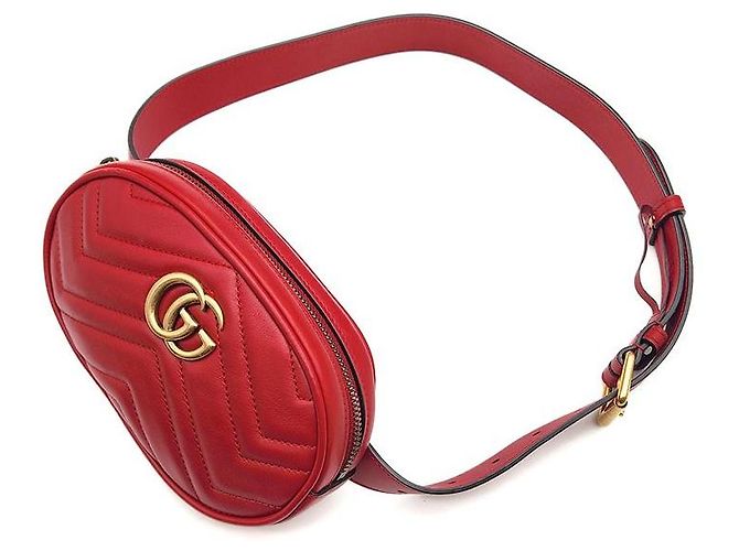Gucci GG Marmont Matelassé Gürteltasche Rot - Ansicht 4