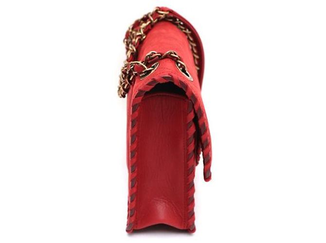 Chanel Borsa a tracolla con patta CC Logo Happy in scamosciato e velluto con cuciture Rosso - vista 12