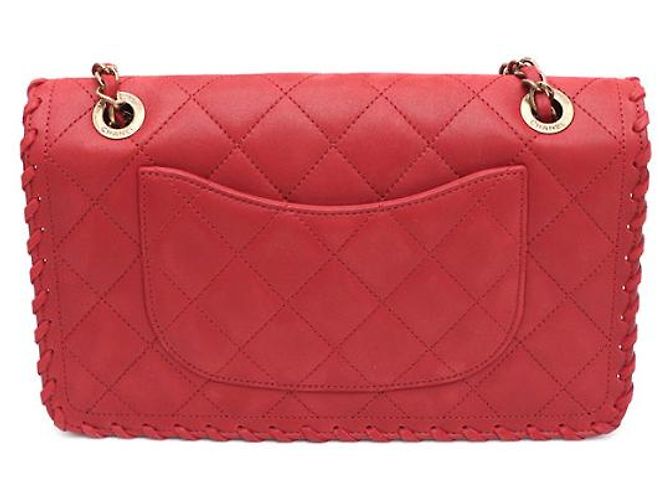 Chanel Borsa a tracolla con patta CC Logo Happy in scamosciato e velluto con cuciture Rosso - vista 13