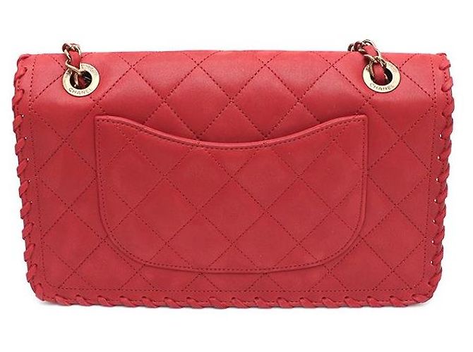 Chanel Borsa a tracolla con patta CC Logo Happy in scamosciato e velluto con cuciture Rosso - vista 4
