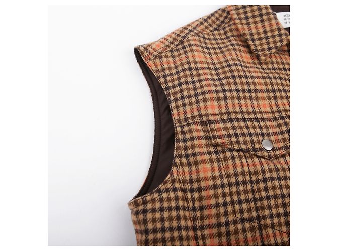 Maison Martin Margiela Weste aus Wolle mit Camel-Karomuster Braun - Ansicht 6