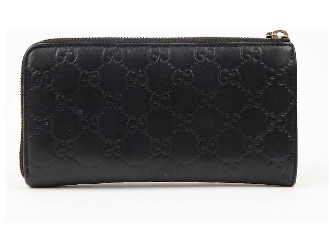 Gucci Portafoglio lungo con zip in pelle Shima nera Nero - vista 2
