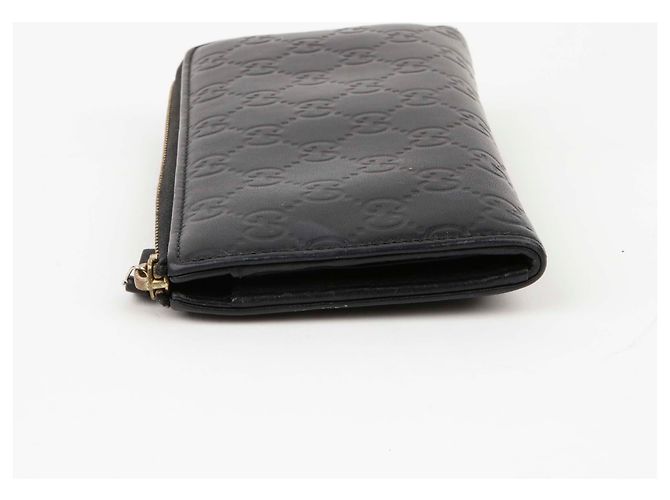 Gucci Portafoglio lungo con zip in pelle Shima nera Nero - vista 3