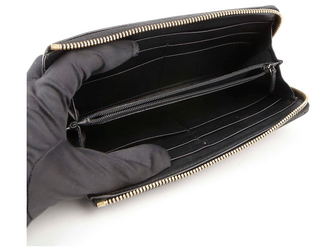 Gucci Portafoglio lungo con zip in pelle Shima nera Nero - vista 5