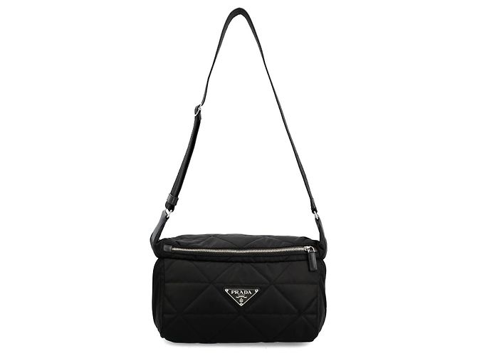 Saffiano Borsa Bike in Nylon Trapuntato Prada con Patch Logo Triangolo Nero - vista 3