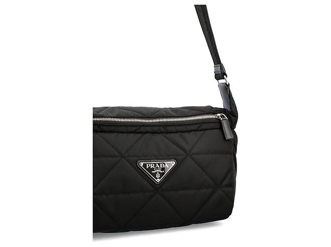 Saffiano Borsa Bike in Nylon Trapuntato Prada con Patch Logo Triangolo Nero - vista 6