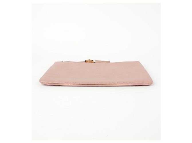 Bamboo Gucci Clutch in pelle rosa con nappa in bambù - vista 7