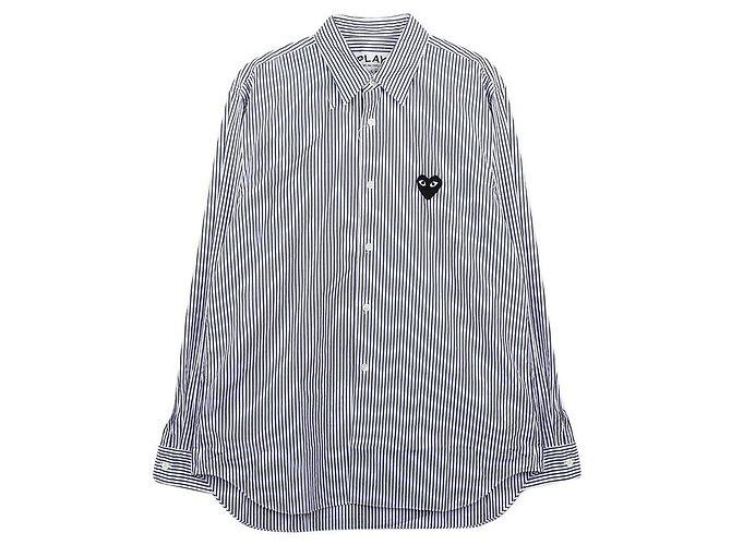 Comme Des Garcons Camisa listrada com patch Black Heart Play - vista 3