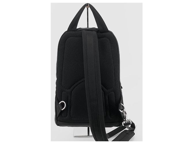 Double Prada Re-Nylon Triangle Logo Slingback Backpack Black - view 5