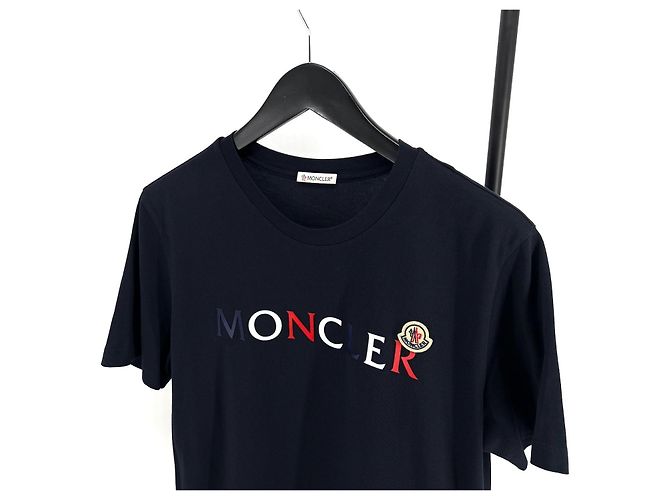 Moncler Logo Kurzarm-T-Shirt Navy Blau - Ansicht 3