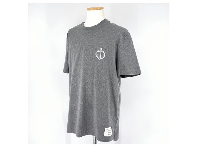 Thom Browne T-Shirt mit Anker-Icon und kurzen Ärmeln Grau Braun - Ansicht 2
