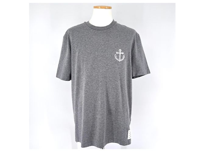 Thom Browne T-Shirt mit Anker-Icon und kurzen Ärmeln Grau Braun - Ansicht 4