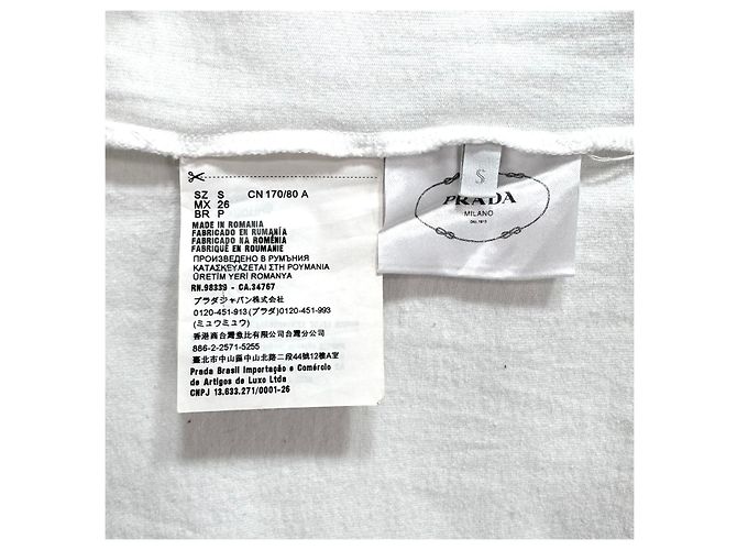 Prada Kurzarm-T-Shirt mit Tasche und Triangle-Logo Weiß - Ansicht 7