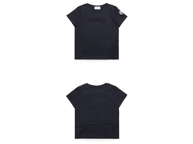 Moncler Kurzärmeliges Kinderhemd mit besticktem Logo-Schriftzug (Navy) (Größe für Erwachsene verfügbar) Blau - Ansicht 4