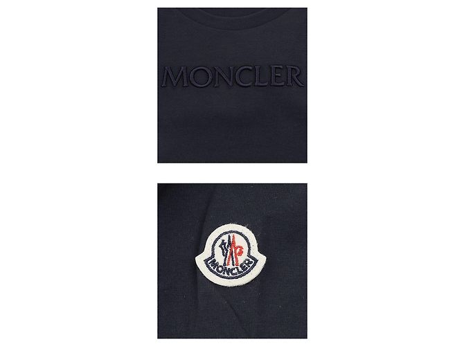 Moncler Kurzärmeliges Kinderhemd mit besticktem Logo-Schriftzug (Navy) (Größe für Erwachsene verfügbar) Blau - Ansicht 5
