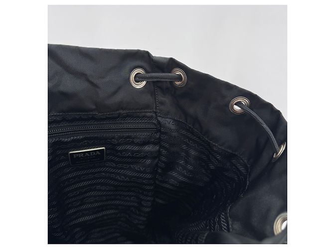 Prada Triangle Logo Nylon Tessuto Backpack Black - view 11