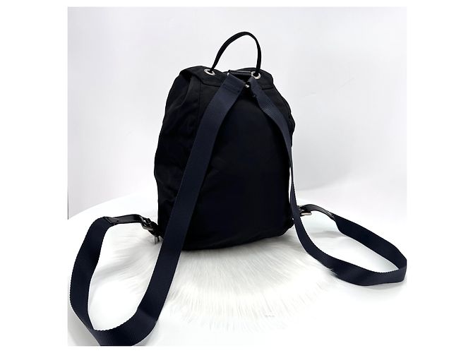 Prada Triangle Logo Nylon Tessuto Backpack Black - view 4