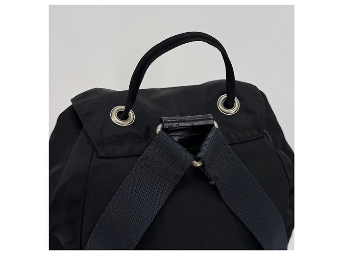 Prada Triangle Logo Nylon Tessuto Backpack Black - view 6