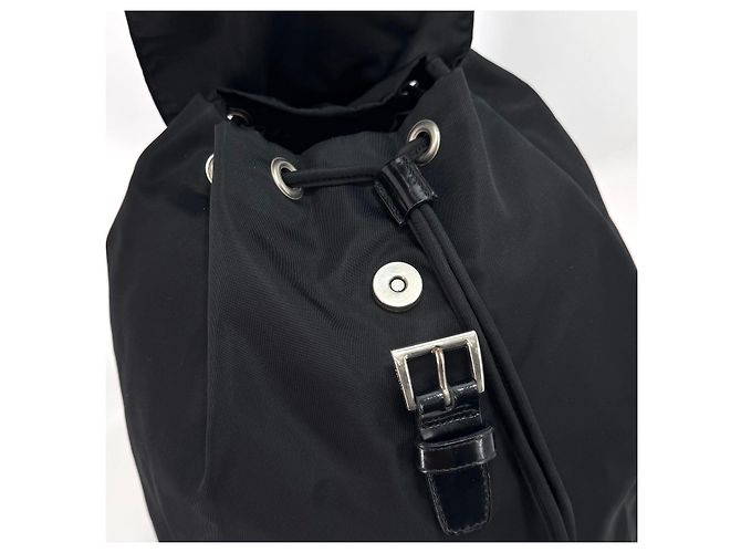 Prada Triangle Logo Nylon Tessuto Backpack Black - view 7