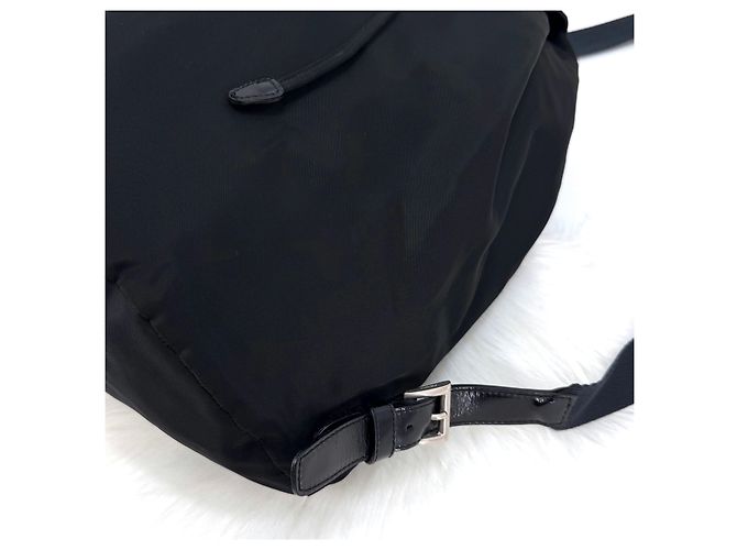 Prada Triangle Logo Nylon Tessuto Backpack Black - view 8