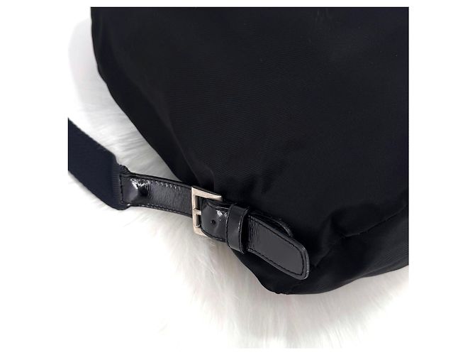 Prada Triangle Logo Nylon Tessuto Backpack Black - view 9
