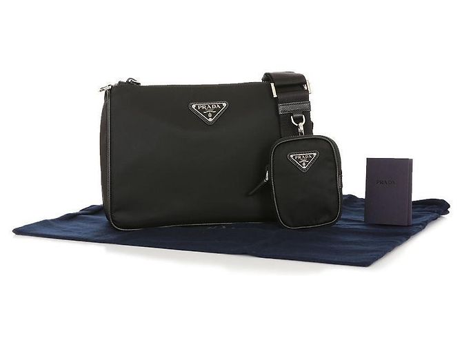 Prada Borsa a tracolla in Tessuto con logo Triangle - vista 12