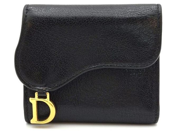 Dior Cartera Saddle en piel de becerro negra Estado Negro - vista 4