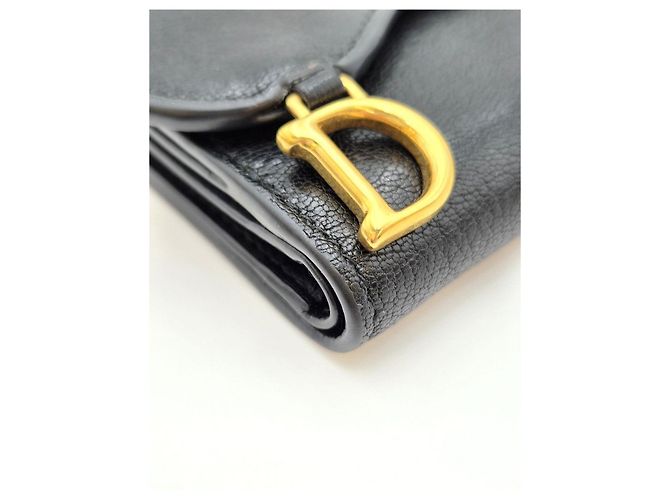 Dior Cartera Saddle en piel de becerro negra Estado Negro - vista 9