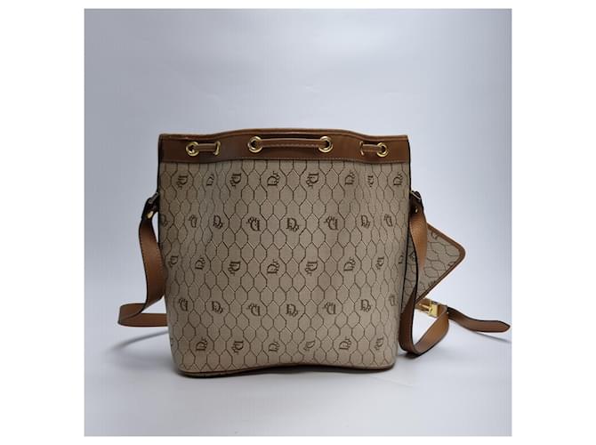 Dior Borsa a tracolla a secchiello Honeycomb Marrone - vista 9