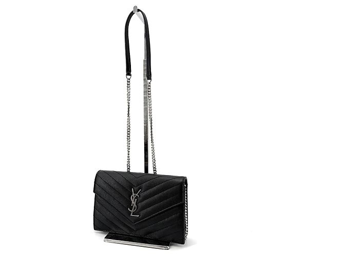 Saint Laurent Monogram Envelope WOC Chain Crossbody Bag Schwarz - Ansicht 2