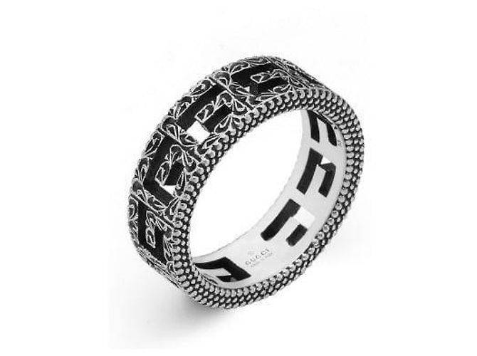 Gucci Anello quadrato in argento unisex con incisione: - vista 6