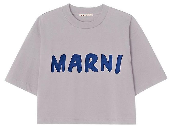 Marni T-shirt court à manches courtes avec logo pour femme Argenté - vue 3