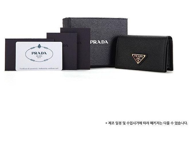 Prada Tarjetero Saffiano Logo Triángulo Negro - vista 10