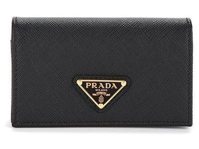 Prada Tarjetero Saffiano Logo Triángulo Negro - vista 4