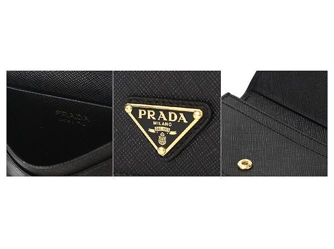 Prada Tarjetero Saffiano Logo Triángulo Negro - vista 9